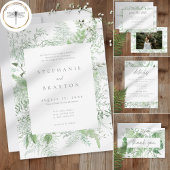Cartons Réponse Watercolor Greenery Fern Rustic Wedding QR