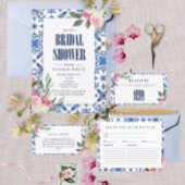 Italian Blue Floral Vrijgezellenfeest Enclosure Ka Visitekaartje