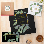 Carte De Visite Mini Elégant aquarelle feuille noir or professionnel