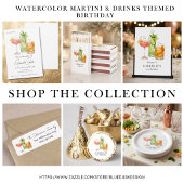 Étiquette Tini Bit Older Martini Cocktail Aquarelle