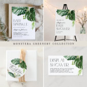 Invitation Aquarelle Monstera Feuille Été Bébé Parsemer
