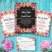 Invitation Elégant Roses d'aquarelle noire automne Mariage fl