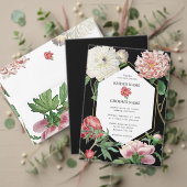 Carte De Placement Aquarelle Peonies rose Fleurs Mariage Noir (Personnalisez la collection de ce créateur indépendant. Test)