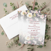 Waterverf Roze Gele Rozen, zwart wazig, Bruiloft Drieluik Programma (Personaliseer deze collectie van deze onafhankelijke maker. Test)