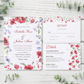 Programme de mariage floral à l'aquarelle Poppys e (Personnalisez la collection de ce créateur indépendant.)