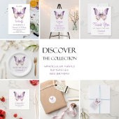 Sticker Rond Filles mignonne papillon pourpre 1er fête d'annive