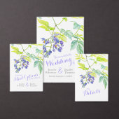 Paarse bloemenaardappel creeper waterverf bruiloft kaart (Personaliseer de collectie van deze zelfstandige maker.)