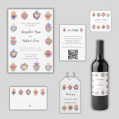 Mexicaanse hart bruiloft uitnodiging wijn etiket