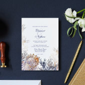 Waterverf Seashell Corals Beach Bruiloft Menu