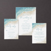 Waterverf Ocean Beach Kustbruiloft Kaart (Personaliseer de collectie van deze zelfstandige maker.)