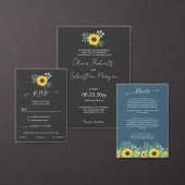 Invitation Russe Aquarelle tournesol Mariage noir (Personnalisez la collection de ce créateur indépendant.)