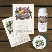 Sticker Rond Aquarelle simple et élégante Floral Teacup Merci