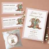 Invitation Western Watercolor Photo Baby Boy Douche