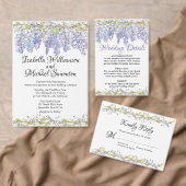 Paarse en Blauwe Boho Bloemen RSVP Respons Kaart (Personaliseer de collectie van deze zelfstandige maker.)