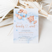 Invitation On peut attendre l'invitation Baby shower bleu