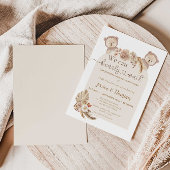 Invitation Teddy Bear On Peut Attendre Le Baby shower Boho