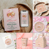 Badge Rond 5 Cm On Peut Attendre Le Baby shower À L'Ours Mignonne 