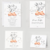 Invitation On peut attendre Teddy Bear Grey Boy Baby shower