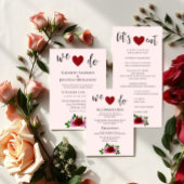 Invitation Mariage de roses rouges et roses