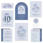 Invitation Elégant Botanique Dusty Blue Mariage Numéro de tab
