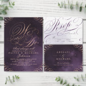 Invitation Moody violet rose or calligraphie NOUS LE FAISONS  (Personnalisez la collection de ce créateur indépendant.)