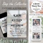 Stijlvolle Retro Typografie Monogram Fotobruiloft Kaart