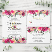 Waterverf Floral Pink Wedding (Personaliseer de collectie van deze zelfstandige maker.)