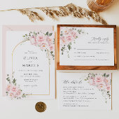 Save The Date Boho Blush Rose Rose Floral Arch Mariage or