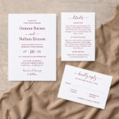 Cartons Réponse Élégante calligraphie moderne Mariage rouge Bourgo (Personnalisez la collection de ce créateur indépendant. )