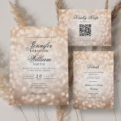 Classic Wedding Program Roos Gold Bokeh Lights Kaart