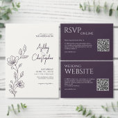 Invitation Mariage photo minimal de feuillage violet foncé (Personnalisez la collection de ce créateur indépendant.)