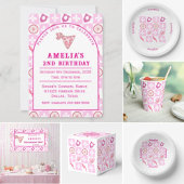 Roze Cowgirl Geruit met Bloem Latte Mok