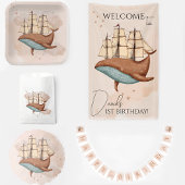 Assiettes En Carton Whale Ship Pastel Hommes-Neutres Anniversaire