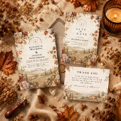 Whimsical Boho Herfst Bruiloft Kaart