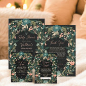 Poster Accueil de bébé floral rose et vert capricieux