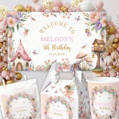 Sticker Rond Whimsical flower fairy garden 5th birthday 