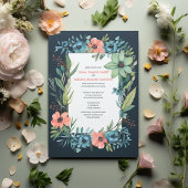 Whimsical Bloemen Zalm Blauw Groen Bruiloft RSVP Kaartje