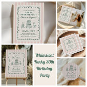 Invitation Hand Drawn Cake Quirky Unique Birthday Party