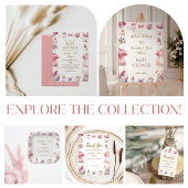 Whimsical Roze Elegant Baby shower Bloemen Meisje Kaart