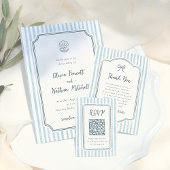 Whimsical Frame Blue Stripes Wedding Welcome Sign Poster