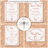 Invitation Mariage orangé de Sunset Retro Whimsical