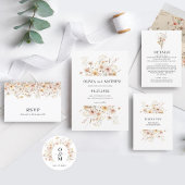 Invitation Tout En Un Whimsical Rustic Meadow Fleur sauvage QR Code Mari