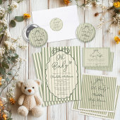 Invitation Whimsical Gender Neutral Sage Green Baby Shower