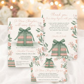 Whimsical Sage Green New Chapter Books Baby shower Informatiekaartje