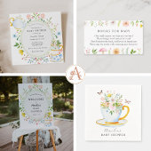 Tea Time Whimsical Fleur sauvage Merci Note Card