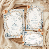 Whimsical Vintage Bloemige Varens Bruiloft Kaart