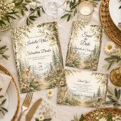 Invitation Mariage Champêtre en Forêt Enchantée