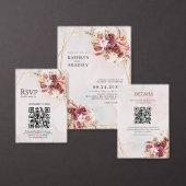 Boho Burgundy Floral Geometric Wedding  Kaart (Personaliseer de collectie van deze zelfstandige maker.)