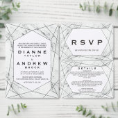 Kaart van het menu Wit en zwart Geometrische marme (Personaliseer de collectie van deze zelfstandige maker.)