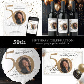 Ballotins Gold White Custom Photo Calligraphie 50e anniversa